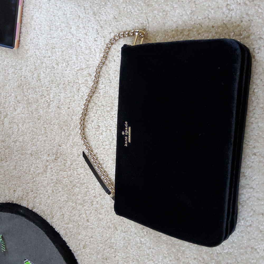 Kate spade black velvet purse